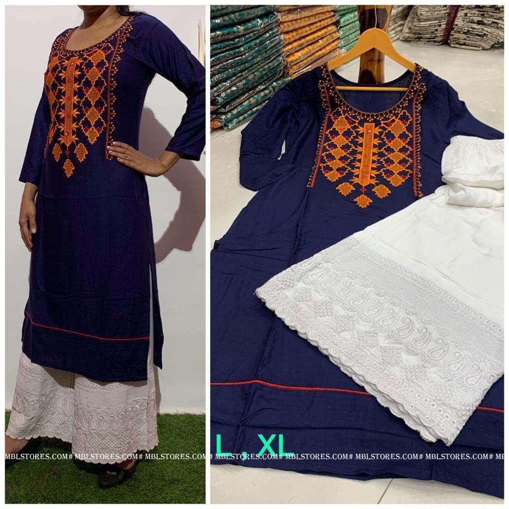 Buy Kurti with Plazo Blue and Red at Amazon.in