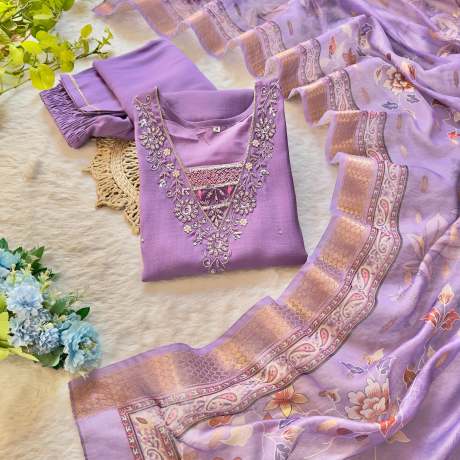 Amazing Vatican Soft Fabric Lavender Kurti Set kurtis