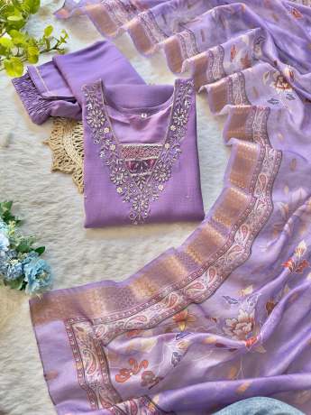 Amazing Vatican Soft Fabric Lavender Kurti Set kurtis