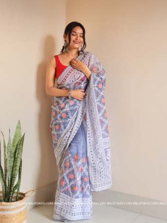 Chikankari Worked light Lavender pure organza saree  Organza Saree