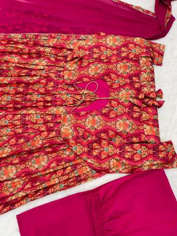 Dazzling Handloom Pure Maslin Red Anarkali Gown