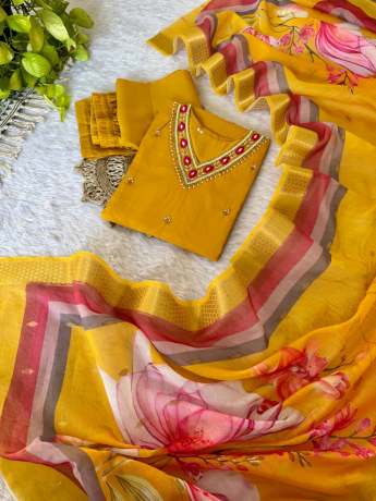 Komal Handworked Soft Roman Silk Kurti Set Kurtis