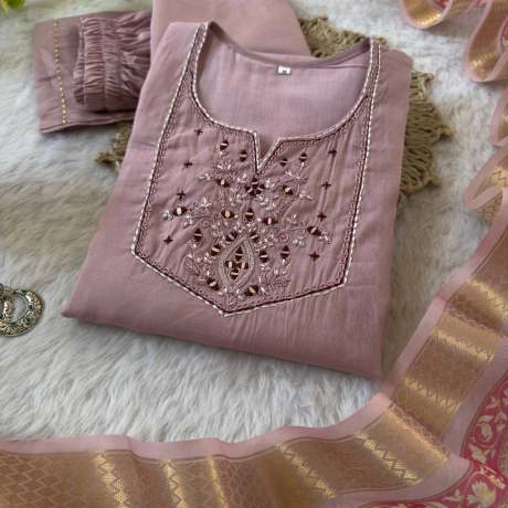 Komal Soft Roman Silk Handworked Kurti Set kurtis