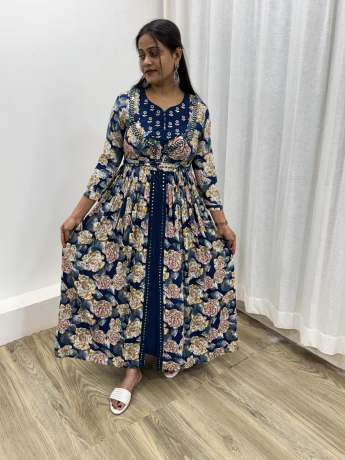 Party Wear Two Layered Handworked One Peice Gown  Gown
