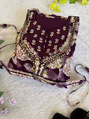 Party Wear Two Layered Handworked One Peice Gown  Gown