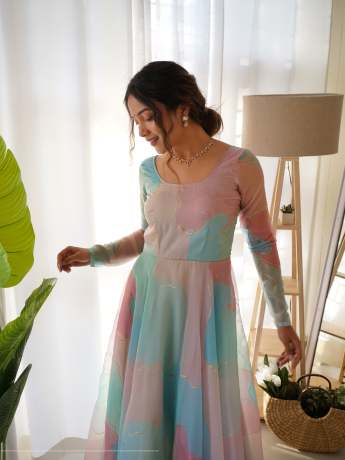 Rabba Multi Color Pure Organza Gown  Gown