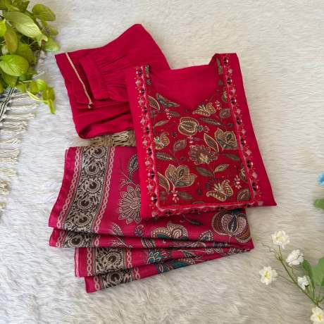 Rangini Rani Pink Patch Hand Worked Kurti Set  kurtis