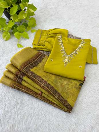 Sagar Haldi Yellow Handworked Kurti Set kurtis