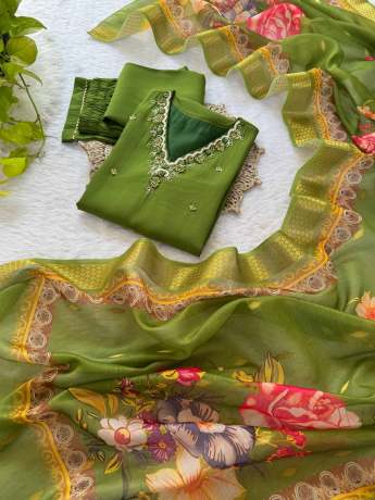 Sagar Olive Green Handworked Kurti Set Kurtis