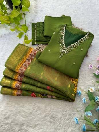 Sagar Olive Green Handworked Kurti Set kurtis