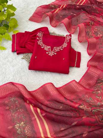 Samarpan Bright Pink Handworked Kurti Set Kurtis