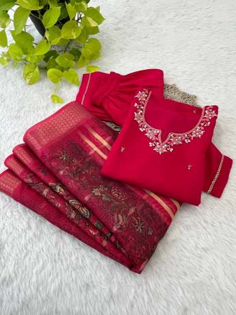 Samarpan Bright Pink Handworked Kurti Set kurtis