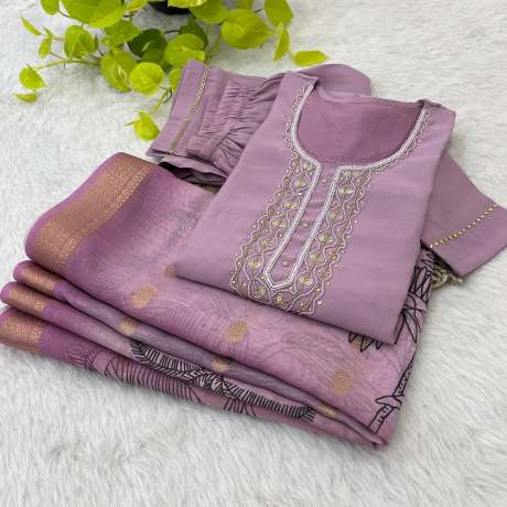 Shyama Lavender Beads Worked Kurti Set kurtis