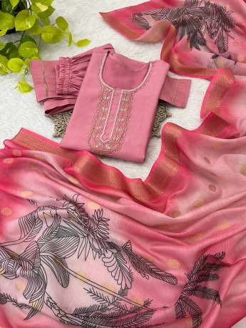 Shyama Pink Beads Worked Kurti Set 