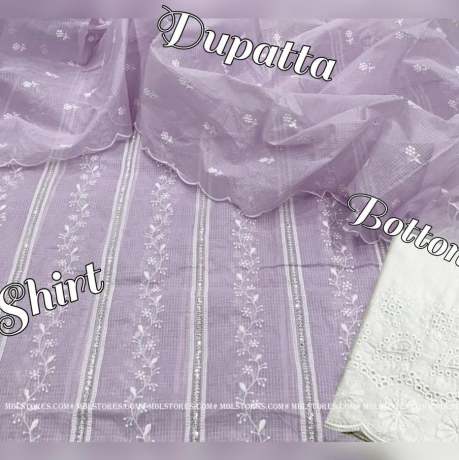 fancy baby purple  kota doriya cotton with all over embroidery work dress material  kota Doria Dress