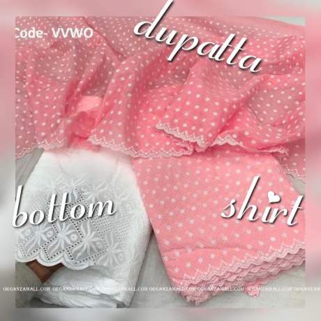 top kota doriya cotton  with embroidery work light peach dress material  kota Doria Dress